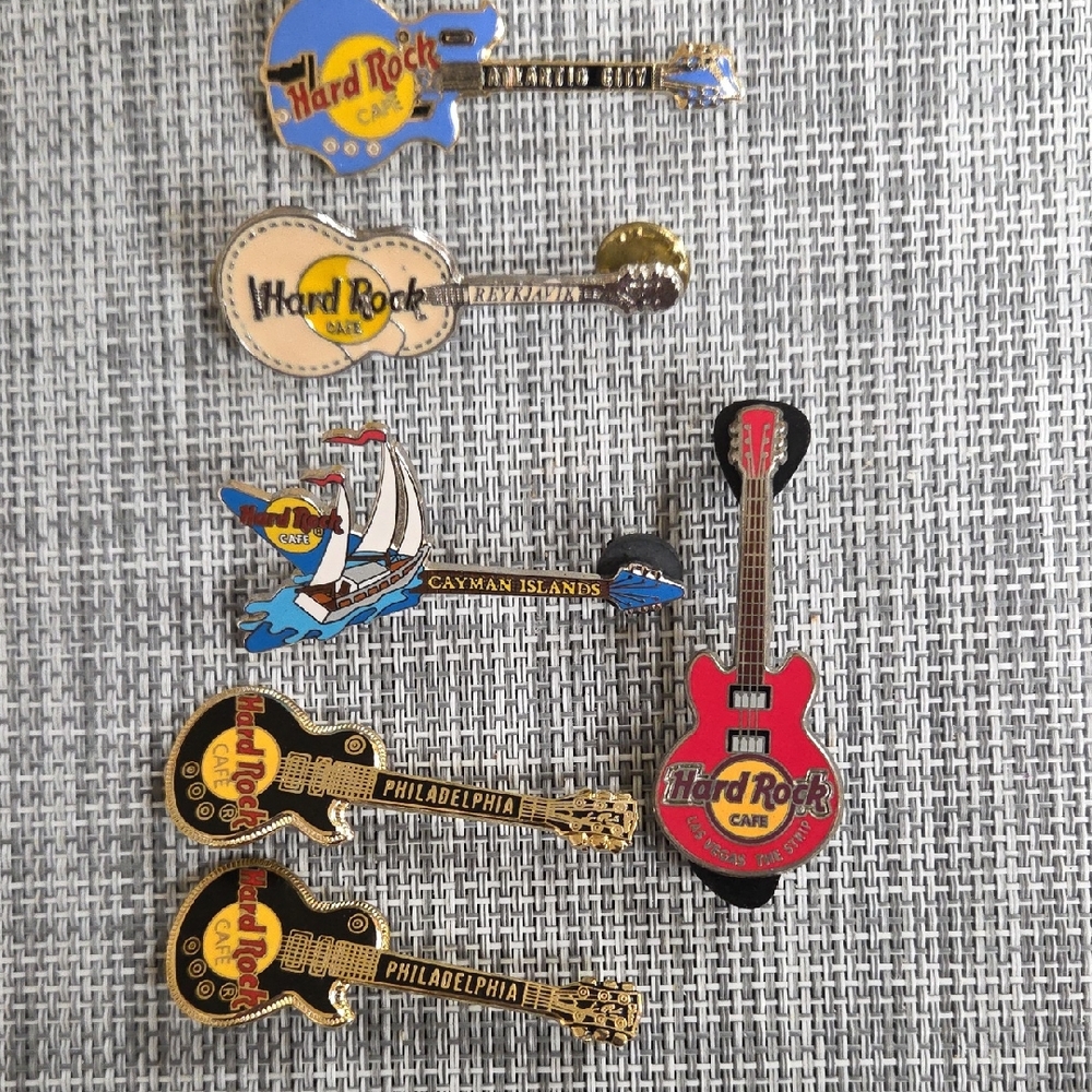 Lot Of 6 Hard Rock Cafe  Guitar Pins